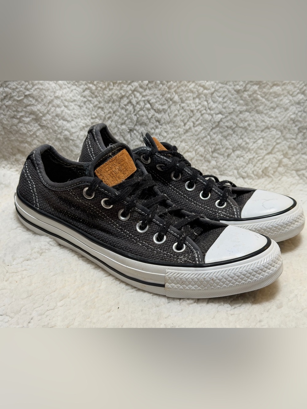 Converse All Star-Black/Brown Mesh Canvas, Unisex Athletic Sneakers-M.(6) W.(8)